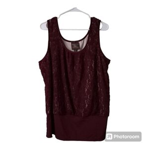 Under Cover Agent By Kathleen Kirwood Lace Burgundy Top sz 2X